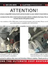 Clayton Offroad Front Track Bar Bracket Brace for Jeep Wrangler 2007-2018, Steel                                     - COR-4509120 - Image 9