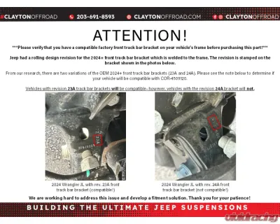 Clayton Offroad Front Track Bar Bracket Brace for Jeep Wrangler 2007-2018, Steel - COR-4509120