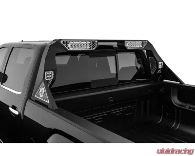 Road Armor Raw Headache Rack with Bedrail Pods, Dual 10 Inch Pod, Brake Lamp Relief and Hyve Chevrolet Silverado | GMC 1500 2014-2018 - 3141DHRP-C2-MH