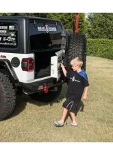 Road Armor Texture Black Stealth Mid Width Rear Bumper with Tire Carrier Assembly Jeep Wrangler 2018-2022                                     - 5182R1B-TC - Image 3