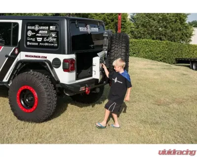 Road Armor Texture Black Stealth Mid Width Rear Bumper with Tire Carrier Assembly Jeep Wrangler 2018-2022 - 5182R1B-TC