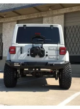 Road Armor Texture Black Stealth Full Width Rear Bumper with Tire Carrier Hole Jeep Wrangler 2018-2022                                     - 5183R1B - Image 2