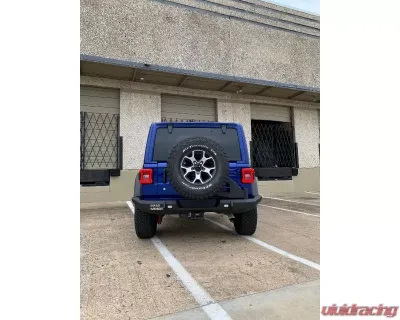 Road Armor Texture Black Stealth Full Width Rear Bumper with Tire Carrier Hole Jeep Wrangler 2018-2022 - 5183R1B