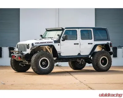 Road Armor Texture Black Stealth Wide Front Fender Flare Body Armor with LED DRL Jeep Wrangler 2018-2022 - 518AFFWB
