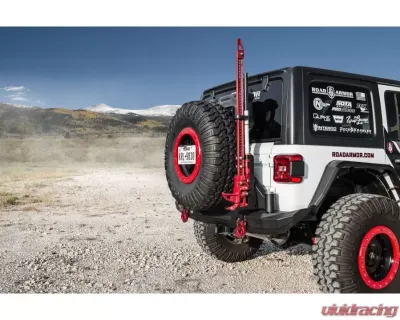 Road Armor Texture Black Stealth Rear Tire Carrier with 8.5in Ext Wheel Mount Jeep Wrangler 2007-2020 - 518RTC8RMB