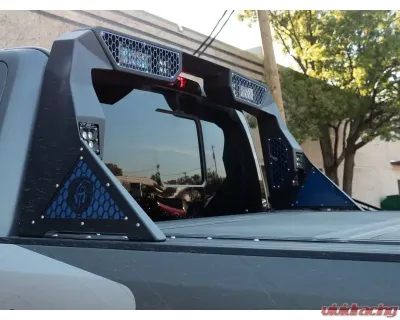 Road Armor Raw iD Headache Rack with Bedrail Pod, Dual 10 Inch Pod, Brake Lamp Relief and Hyve Ford F-250 | F-350 | F-450 1999-2021 - 6992DHRP-C2-MH