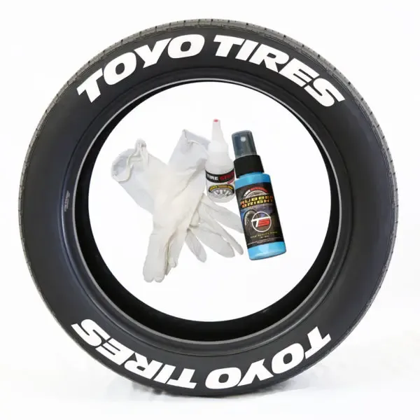 Tire Stickers 19-21" - 1.75" Toyo Tires Permanent Raised Rubber Lettering 8 Decals White - TOYTIR-1921-175-8-W