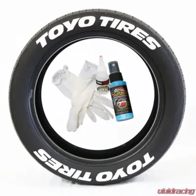 Tire Stickers 19-21" - 1.75" Toyo Tires Permanent Raised Rubber Lettering 8 Decals White - TOYTIR-1921-175-8-W