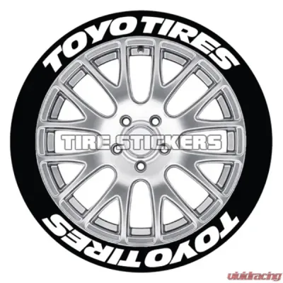 Tire Stickers 19-21" - 1.75" Toyo Tires Permanent Raised Rubber Lettering 8 Decals White - TOYTIR-1921-175-8-W