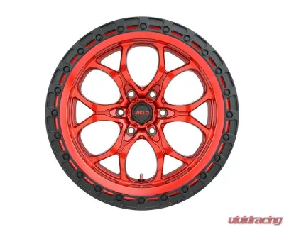Weld Racing Ledge 6 W134 Wheel 17x9 6x139.7  ET-12 BS  4.50 Candy Red | Satin Black Ring 106.1 - W13479084450