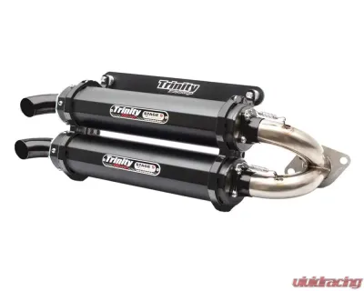 Trinity Racing Stage 5 Cerakote Black Dual Slip On w/ Stainless Header Polaris RZR 1000 XP | XP4 2015-2021 - TR-4118S-C2