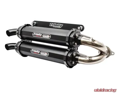 Trinity Racing Stage 5 Cerakote Black Dual Slip On w/ Stainless Header Polaris RZR Pro XP | XP4 2020-2021 - TR-4173S-C2