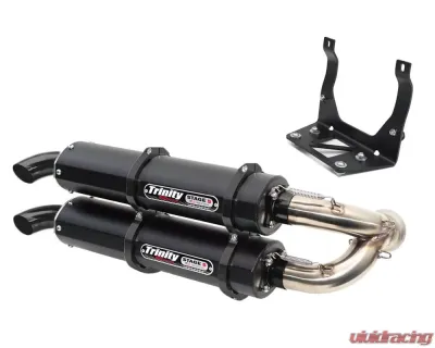 Trinity Racing Stage 5 Cerakote Black Dual Slip On w/ Stainless Header Can-Am Maverick 2017-2022 - TR-4160S-C2