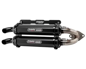Trinity Racing Stage 5 Cerakote Black Dual Slip On w/ Stainless Header Polaris RZR RS1 2018-2021