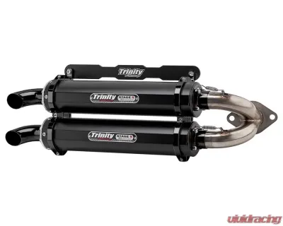 Trinity Racing Stage 5 Cerakote Black Dual Slip On w/ Stainless Header Polaris RZR RS1 2018-2021 - TR-4165S-C2