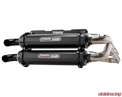 Trinity Racing Stage 5 Cerakote Black Dual Full System w/ Stainless Header Polaris RZR RS1 2018-2021 - TR-4166D-C2