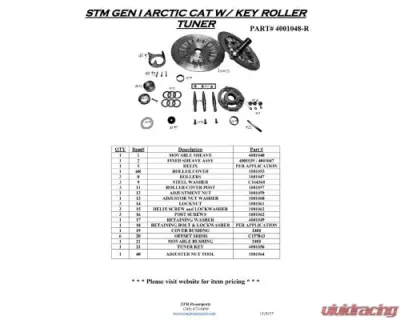 STM Powersports 1" Dia 1/4" Key 4001047 Roller Style Gen 1 Tuner Driven Clutch - 4001048-R