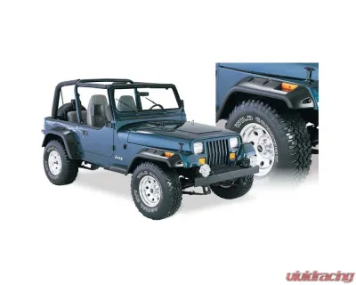 Bushwacker Fender Flares Cutout Style 4Pc Jeep Wrangler Front and Rear 1987-1995 - 10909-07