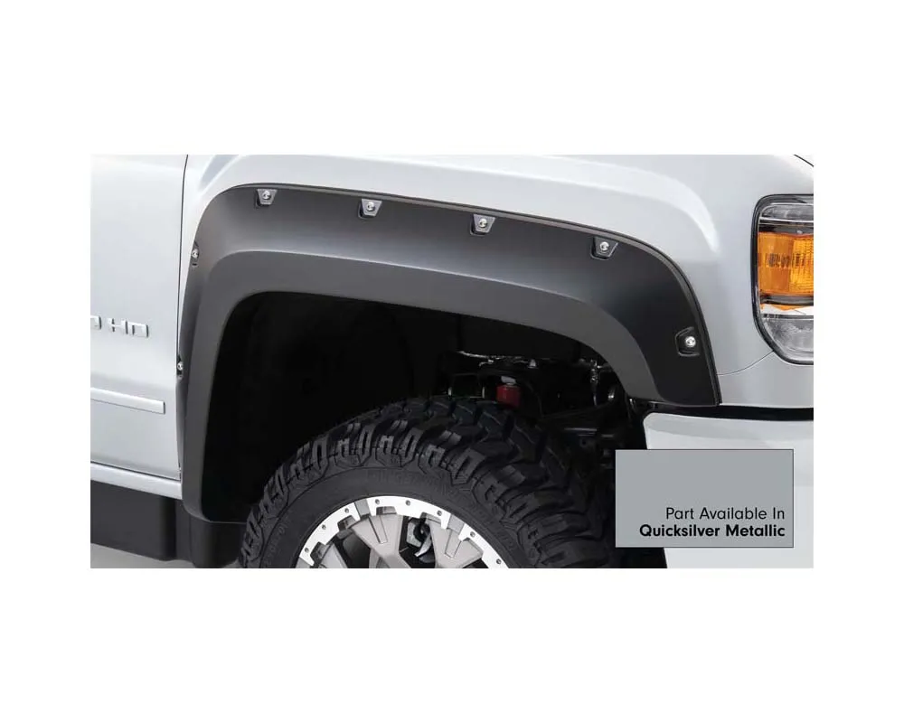 Bushwacker Fender Flares Pocket Style-Color Quicksilver Metallic Smooth Finish 4 Pc GMC Sierra 2016-2018 - 40974-54