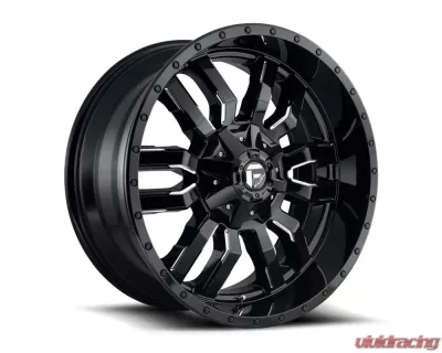 FUEL 1PC D595 Sledge Wheel 20x10 8x6.5 -18mm Gloss Black Milled - D59520008247US