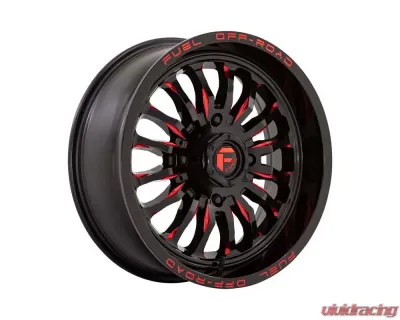 FUEL D822 Arc UTV Wheel 24x7 4x137 13mm Gloss Black Milled Red - D8222470A644