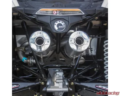 HMF Racing Can-Am Red Performance Dual 3/4 Exhaust w/ Polished Turn Down Endcap Can-Am-Maverick | Max 2013-2018 - 016432607671