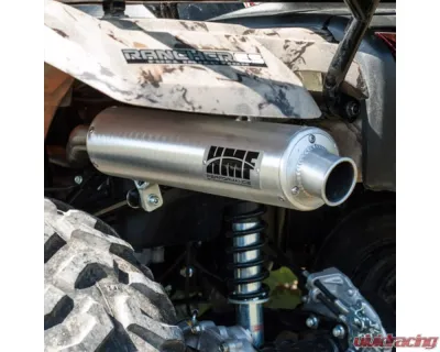 HMF Racing Gun Metal Titan Loud Slip-On Exhaust w/ Billet Endcap Honda Rancher 420 2007-2008 - 719323608788