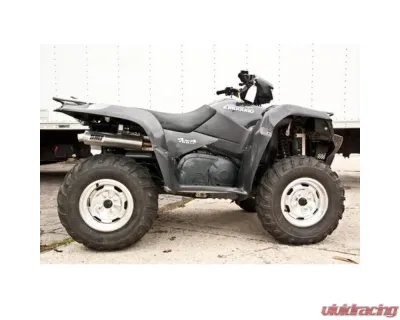 HMF Racing Gun Metal Titan Loud Slip-On Exhaust w/ Billet Endcap Suzuki King Quad 700 | 750 2005-2024 - 736243608788