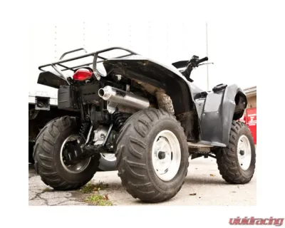 HMF Racing Gun Metal Titan Loud Slip-On Exhaust w/ Billet Endcap Suzuki King Quad 700 | 750 2005-2024 - 736243608788