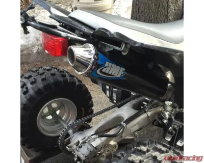 HMF Racing Black Competition Slip-On Exhaust (Elliptical) w/ Polished Euro Endcap Yamaha YFZ450 2004-2013 - 141403706186