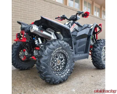 HMF Racing Gun Metal Titan Loud Full Exhaust w/ Billet Endcap Polaris Scrambler 850 XP 2012-2016 - 734494608888