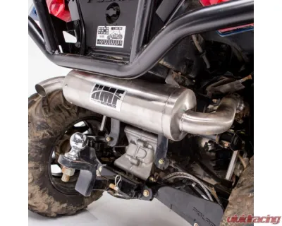 HMF Racing Gun Metal Titan Loud Slip-On Exhaust w/ Billet Endcap Polaris Sportsman 450 | 570 2014-2024 - 734583608788