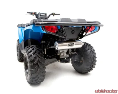 HMF Racing Gun Metal Titan Loud Slip-On Exhaust w/ Billet Endcap Polaris Sportsman 450 | 570 2014-2024 - 734583608788