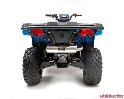 HMF Racing Gun Metal Titan Loud Slip-On Exhaust w/ Billet Endcap Polaris Sportsman 450 | 570 2014-2024 - 734583608788