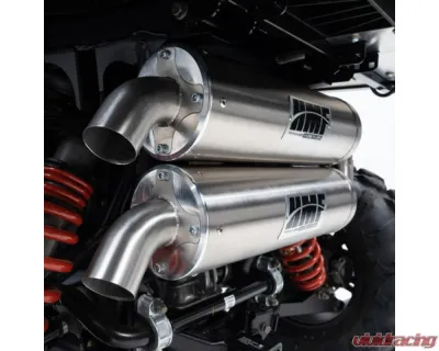 HMF Racing Titan Quiet Dual Full Exhaust w/ Billet Endcap Polaris RZR | General 2015-2020 - 535546638787