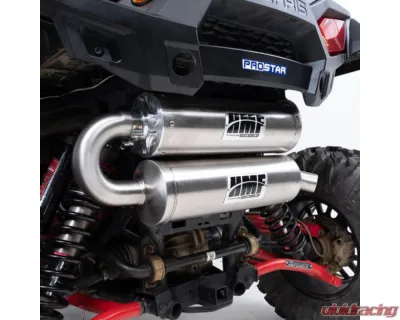 HMF Racing Gun Metal Titan Quiet Twin Loop Exhaust w/ Blackout Endcap Polaris RZR | General 2015-2020 - 53554C638795