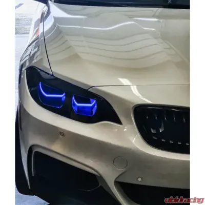 Velossa Tech Headlight Ram Air Intake Snorkel w/ RGBW Bluetooth Halos BMW F22 2-Series 2014-2021 - VT-HL-0030