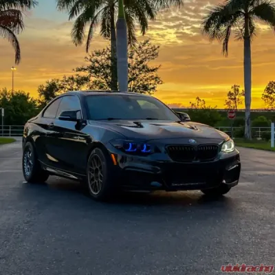 Velossa Tech Headlight Ram Air Intake Snorkel w/ RGBW Bluetooth Halos BMW F22 2-Series 2014-2021 - VT-HL-0030