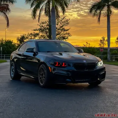 Velossa Tech Headlight Ram Air Intake Snorkel w/ RGBW Bluetooth Halos BMW F22 2-Series 2014-2021 - VT-HL-0030