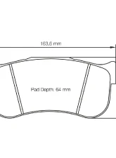 Pagid Racing RST 2E Bedded Endurance Brake Pad w/ 29.0mm Thickness Alcon CAR9549 D64 | Brembo 6 piston D64 wide                                     - 8100 RST2E - Image 2