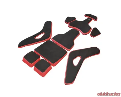 Recaro Black Alcantara Red Leather Left Podium Replacement Pad Kit - 7228656.62.1B22