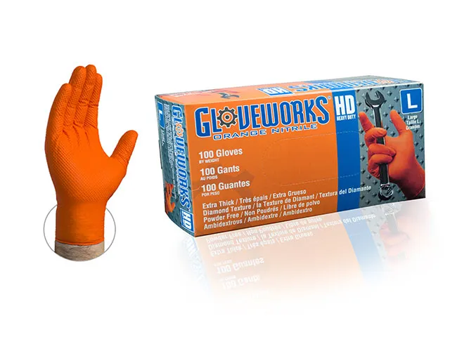 Gloveworks Orange Nitrile Gloves 55 9870 070 - 55 9870 070