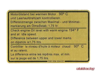 JP Group Dansk Engine Oil Level Decal 930-006-504-02 - 930-006-504-02