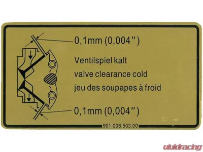JP Group Dansk Valve Adjustment Decal 901-006-503-00 - 901-006-503-00