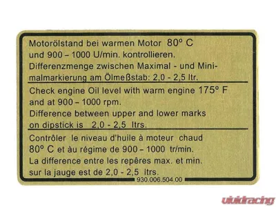 JP Group Dansk Engine Oil Level Decal 930-006-504-00 - 930-006-504-00