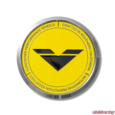 Vorsteiner Aluminum Yellow With Black Logo Center Cap - CC15YL