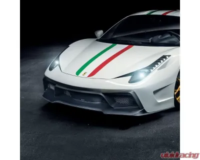 Vorsteiner VX Aero Glossy Carbon Fiber PP 1x1 Front Bumper w/Front Spoiler Ferrari 458 Italia 2010-2015 - FRV1110
