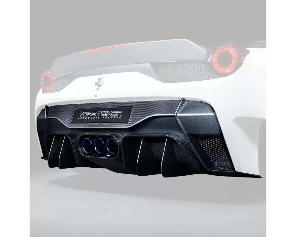 Vorsteiner VX Aero Glossy Carbon Fiber PP 1X1 Rear Bumper w/ Rear Diffuser Incl. Exhaust Tips Ferrari 458 Italia 2010-2015 - FRV1140