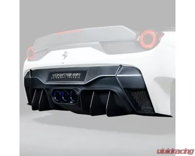 Vorsteiner VX Aero Glossy Carbon Fiber PP 1X1 Rear Bumper w/ Rear Diffuser Incl. Exhaust Tips Ferrari 458 Italia 2010-2015 - FRV1140