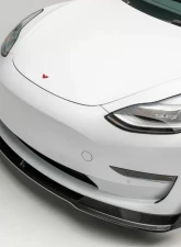 Vorsteiner Volta Glossy Carbon Fiber PP 2x2 Aero Front Spoiler Tesla Model 3 2017+                                     - TEV1010 - Image 2